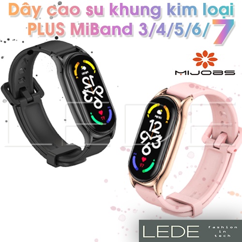 Dây đeo cao su khung kim loại PLUS Xiaomi MiBand 4, MiBand 5, MiBand 6, MiBand 7