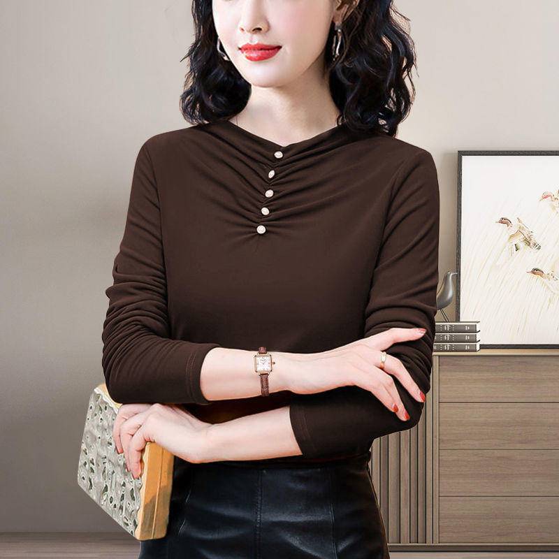 Kích thước lớn dài tay Áo Thun nữ trung niên các mẹ mặc Đức nhung ngọn