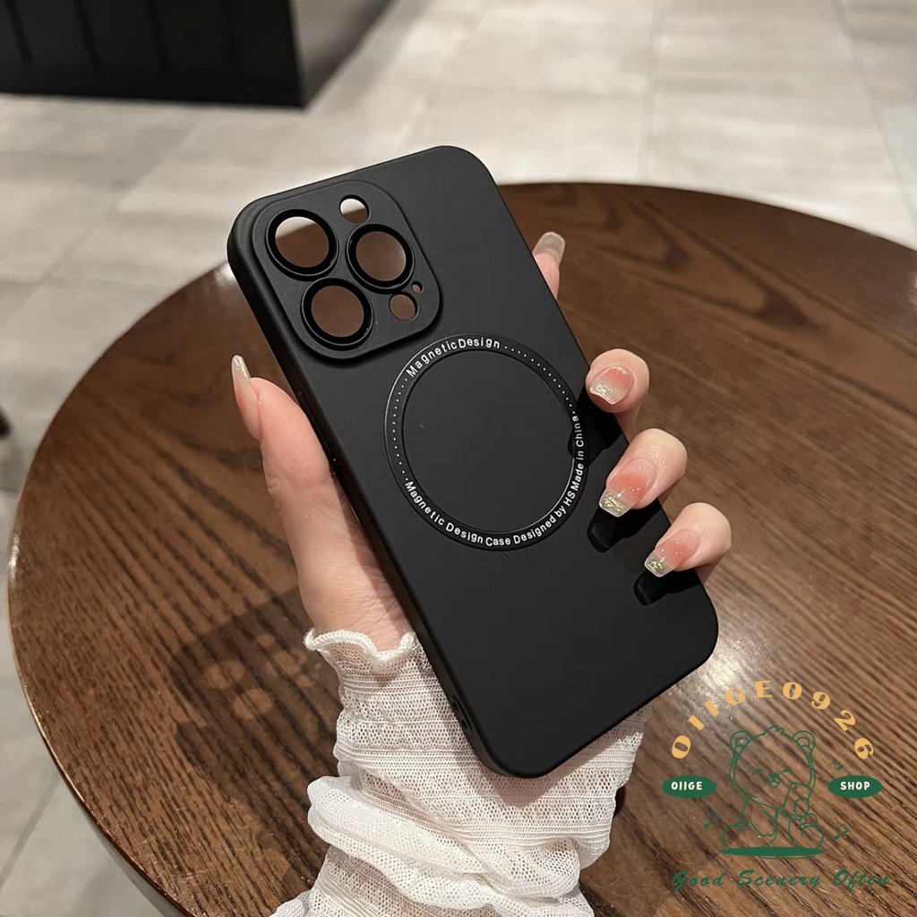 Ốp Điện Thoại PC Hít Nam Châm Có Màng Bảo Vệ Ống Kính Máy Ảnh Cho Iphone14 13 12 Pro Max Plus