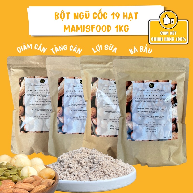 [Chính Hãng] Bột ngũ cốc dinh dưỡng handmade 19 loại hạt nhập khẩu ( giảm cân/ lợi sữa / tăng cân / bà bầu/ tập gym) 1kg
