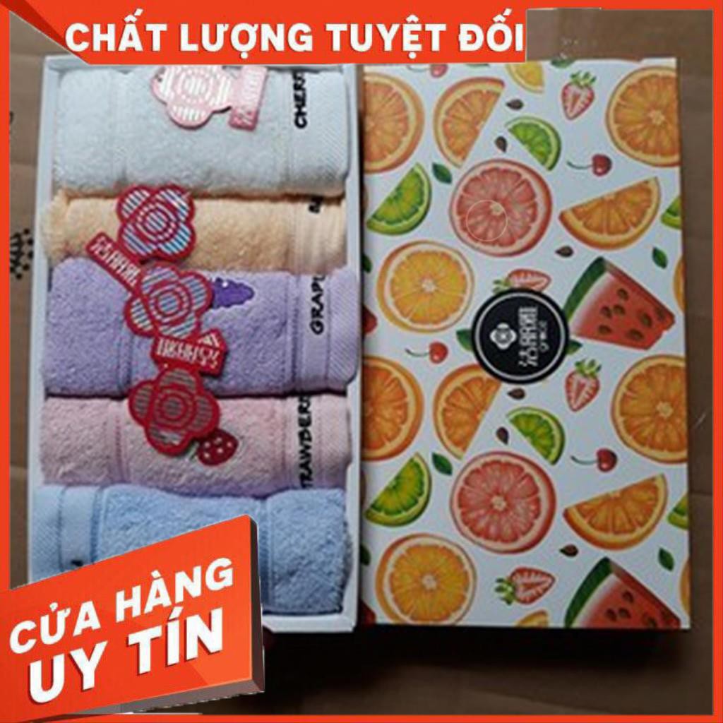 Set 5 khăn mặt hoa quả cotton