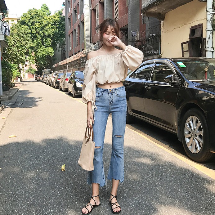 QUẦN JEANS ỐNG LOE NỮ ULZZANG