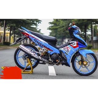 Tem trùm exciter 135 xanh đỏ trắng, tem exciter 135, team trùm exciter 135, tem xe exciter 135, team trùm ex 135, team x