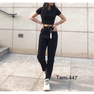 Quần baggy jeans đen trơn