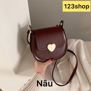 sẵn - Túi xách da trơn khoá trái tim 123shop