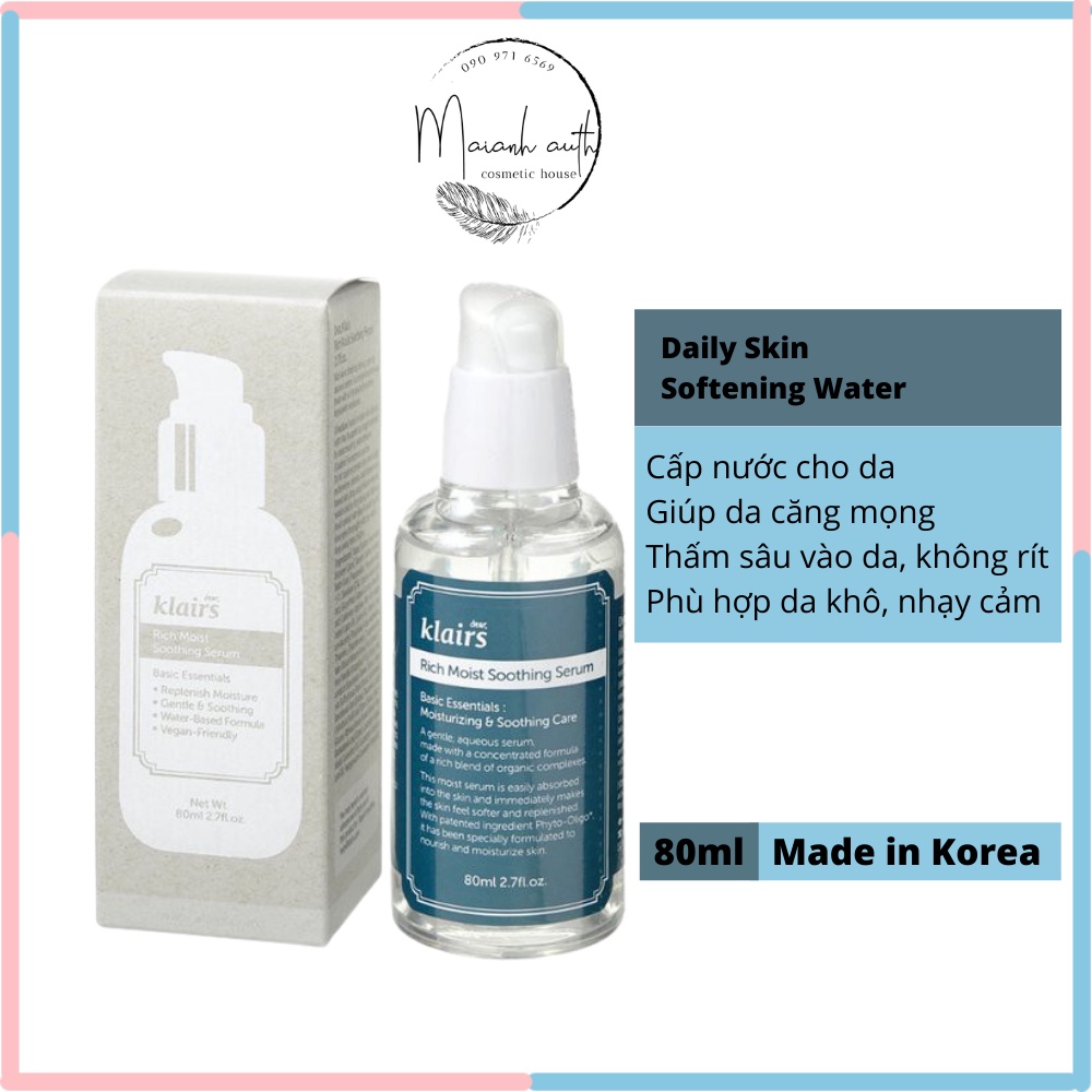 Tinh Chất Klairs Rich Moist Soothing Serum 80ml dưỡng ẩm sâu serum Klairs 80ml