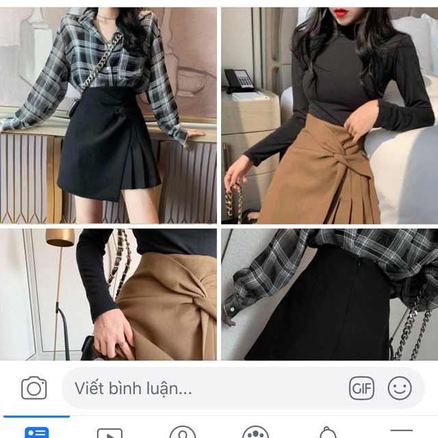 Chân váy đen vàng (áo len 160k)