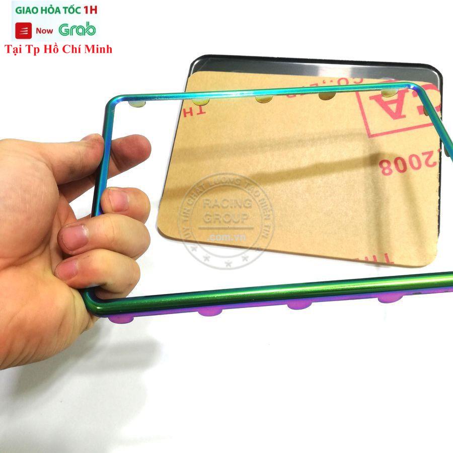 Khung Biển Số Xe Máy, Khung Bảng Số Xe Máy, Full Bộ Bao Gồm Ốp Biển Số Xe Máy Titan 7 Màu Mica Và Pát Gắn