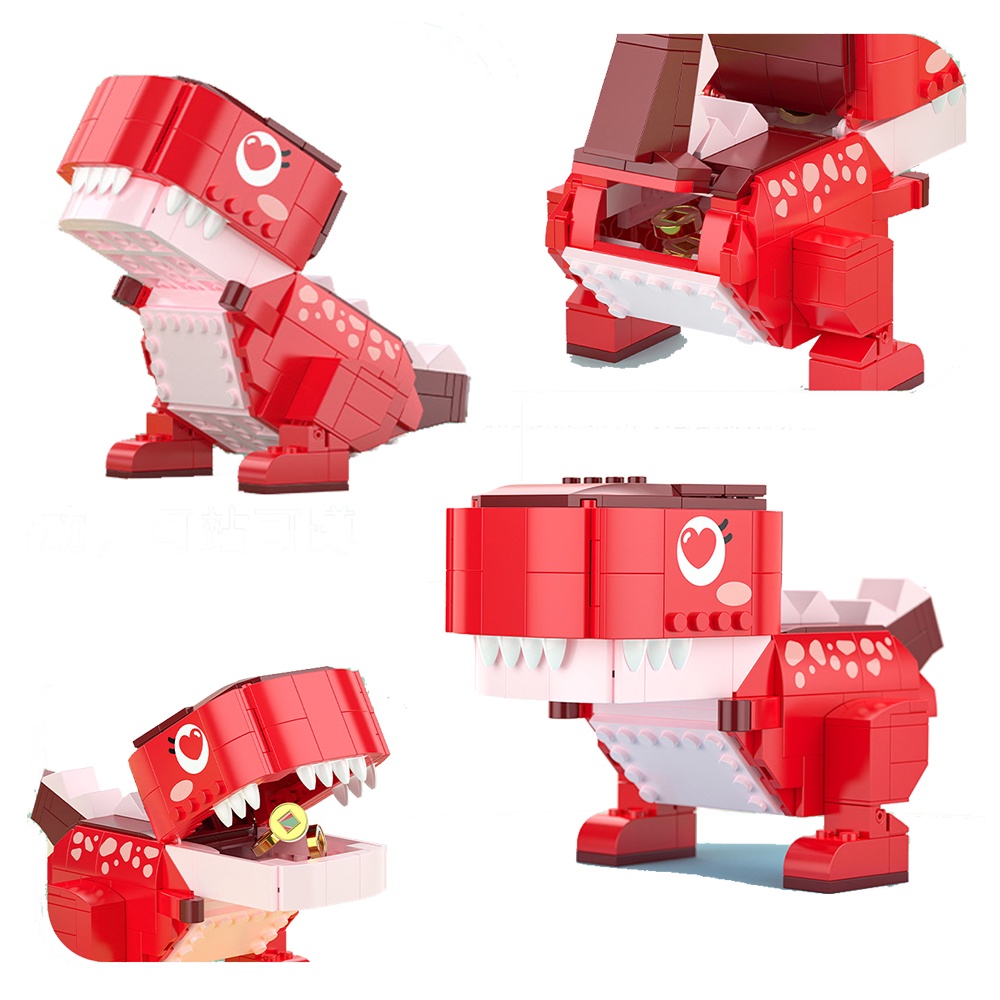 Đồ chơi Lego lắp ráp hình khủng long trưng bày kiểu hộp bút ống tiết kiệm giá đỡ điện thoại