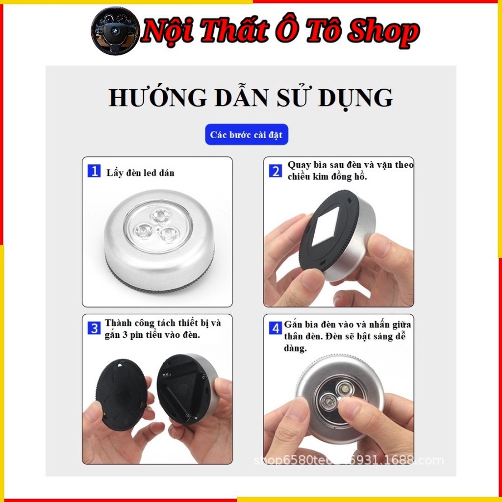 Đèn LED Cảm Ứng Không Dây Siêu Sáng Trên Ô Tô - Dùng Cho Phòng Ngủ Nhà Bếp | Phụ Kiện Nội Thất Ô Tô Shop