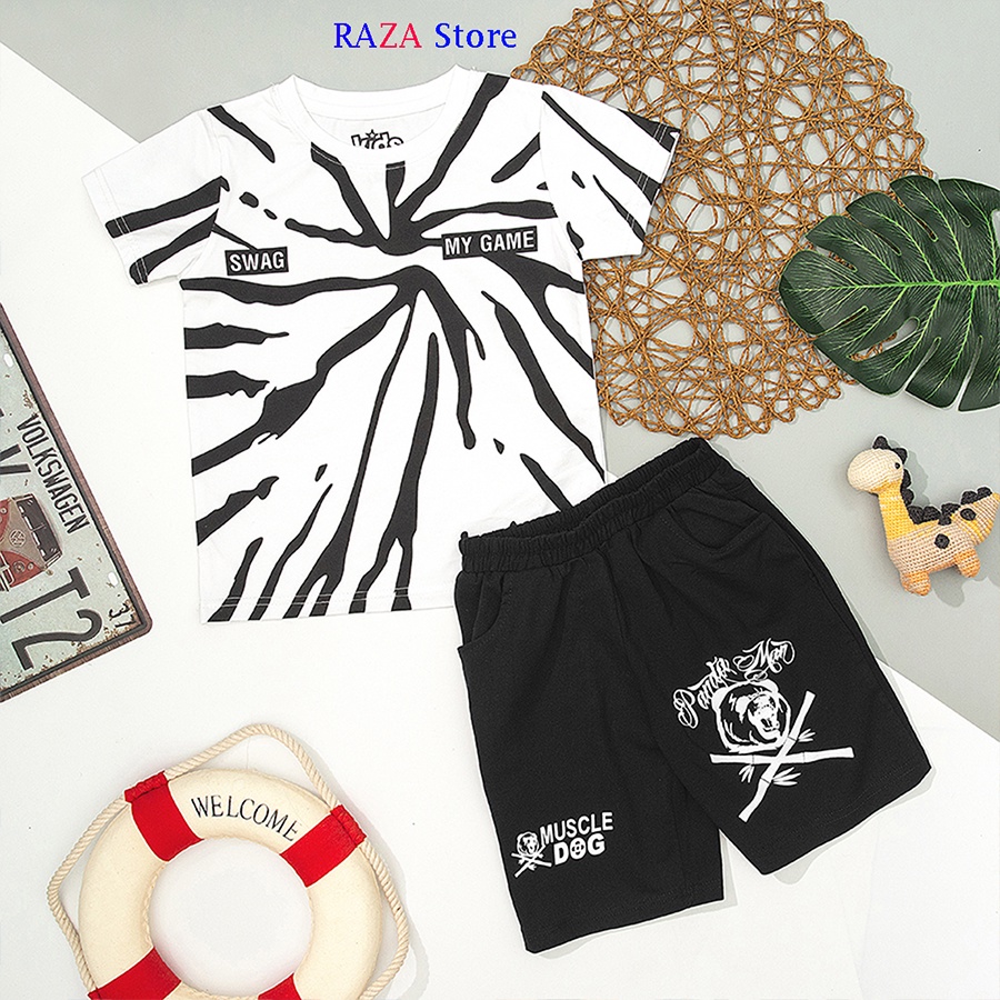 Bộ hè bé trai,Đồ bộ bé trai RAZA Store chất liệu cotton cao cấp sợi thoáng mát cho bé từ 15kg đến 46kg RZM28