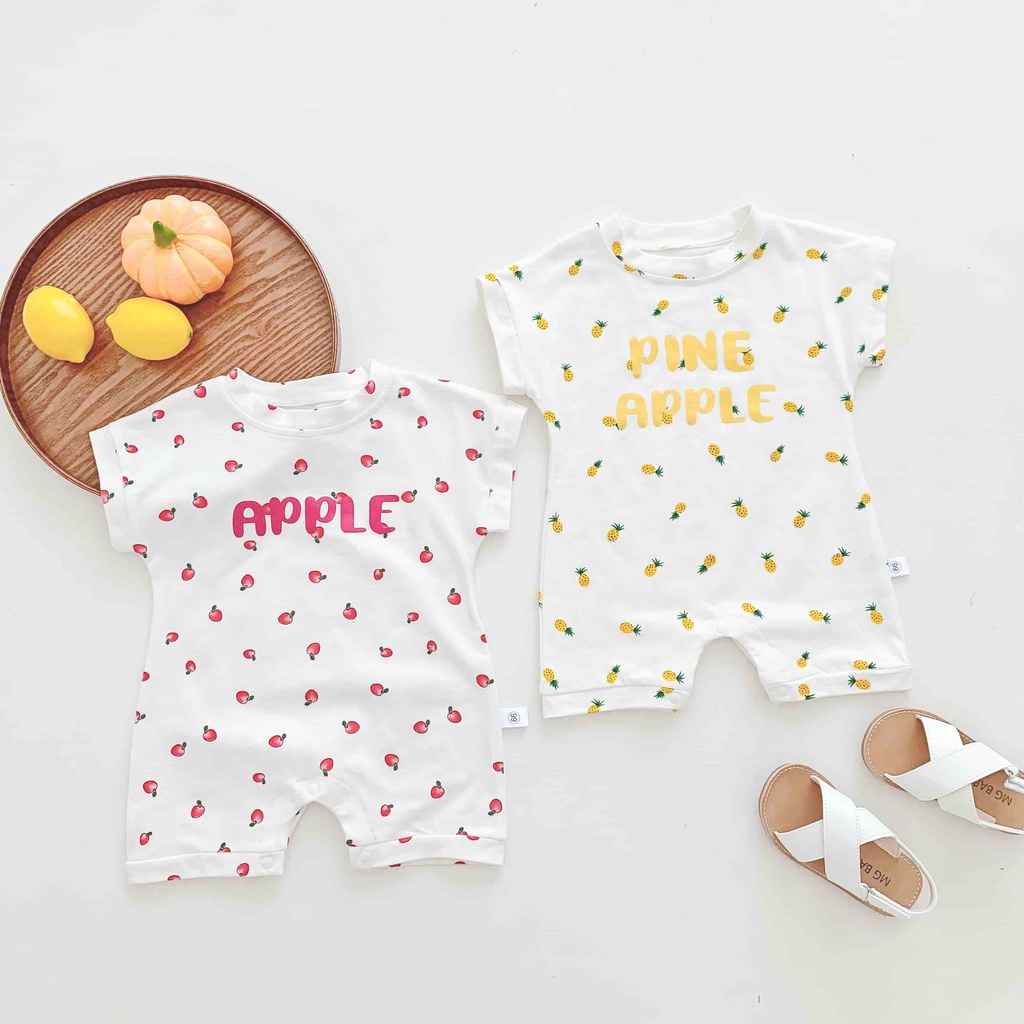 Bộ Áo Liền Quần In Họa Tiết Trái Cây Apple Dành Cho Bé Trai Gái 0-24 Tháng Tuổi
