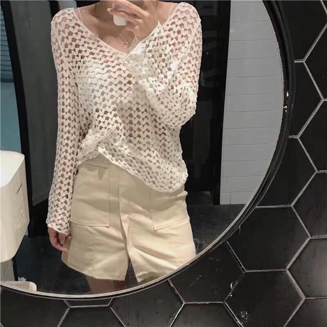 [Mã WARN20 giảm 20k đơn 150k] Áo lưới tim mặc đi biển , khoác ngoài bikini hot hit | BigBuy360 - bigbuy360.vn
