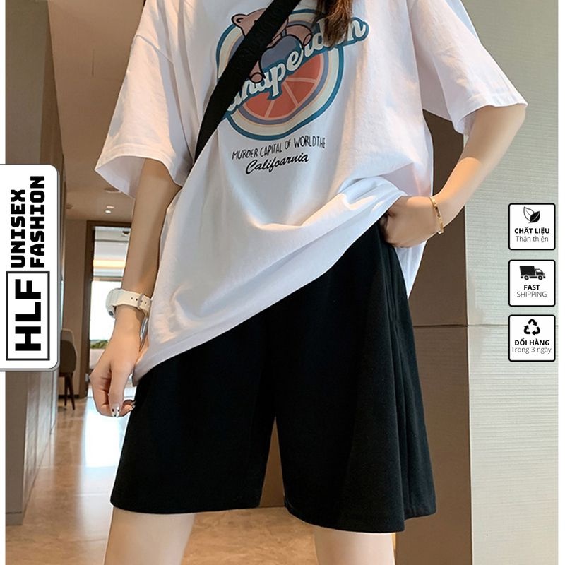 [Mã FAMARAL1 giảm 10K đơn 50K] Quần đùi nam nữ ống rộng Unisex basic, quần jean short nữ HLFashion
