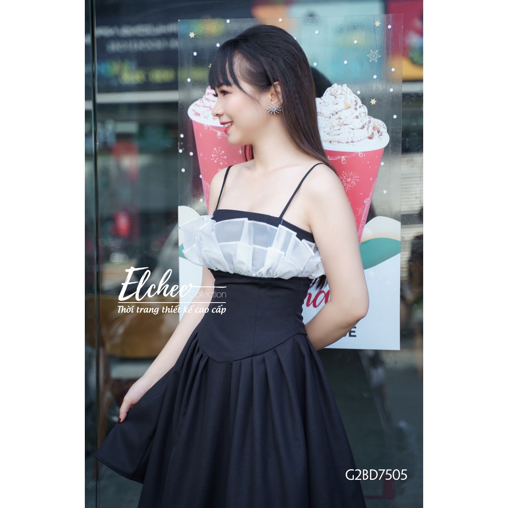 Đầm Hai Dây Tiểu Thư - Đầm hai dây tiểu thư màu đen thiết kế cao cấp Elchee Collection | BigBuy360 - bigbuy360.vn