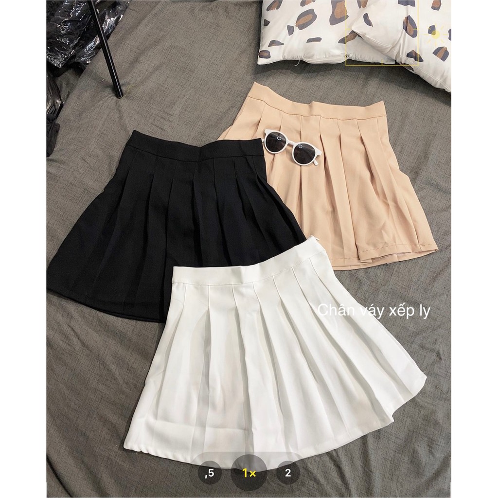 Chân váy tennis xếp li màu trắng đen xếp ly skirt cạp lưng cao ngắn chữ a phong cách ulzzang ( kèm video ảnh thật )