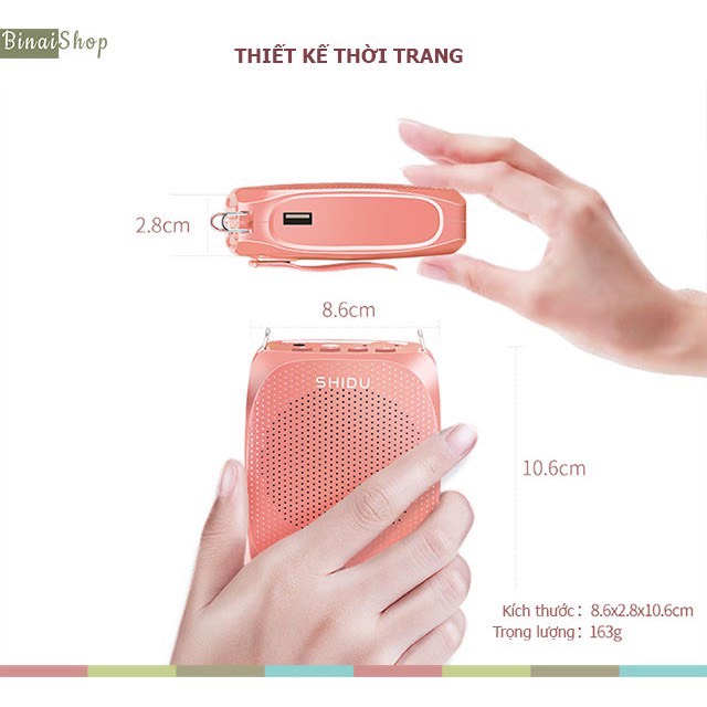 Máy trợ giảng SHIDU SD-S615 cao cấp không dây sóng UHF, Âm lượng lớn 10w, Bảo Hành 12 Tháng