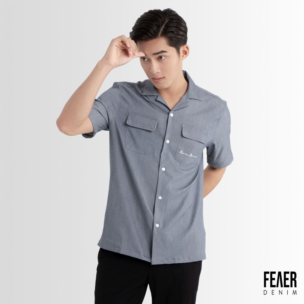 Áo sơ mi nam FEAER DENIM chất thấm hút thoáng khi vải linen SPANDEX MAX màu xám | BigBuy360 - bigbuy360.vn