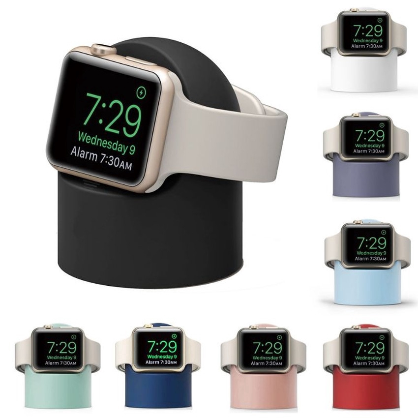 Đế Sạc Bằng Silicone Cho Đồng Hồ Thông Minh Apple Watch Series 7 6 SE 5 4 3 2 1 iWatch 41mm 45mm 44mm 42mm 40mm 38mm Wireless Charger Holder