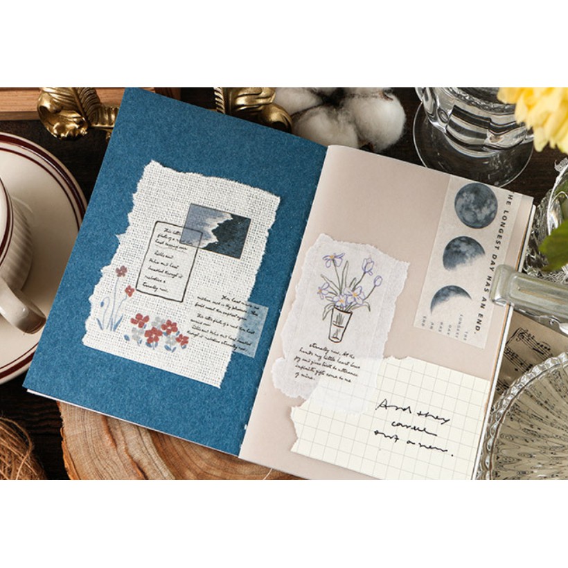 Kimitape Sticker băng dài hình dán vintage làm Bullet Journal