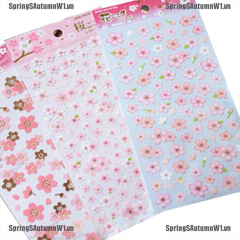 (Hàng Mới Về) Sticker Dán Sổ Lưu Niệm Hình Hoa Anh Đào Sakura