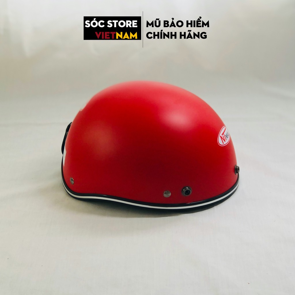 Mũ bảo hiểm nửa đầu chính hãng Sóc Store Vietnam màu đỏ kèm kính UV, kính phi công, nón bảo hiểm 1 phần 2 freesize