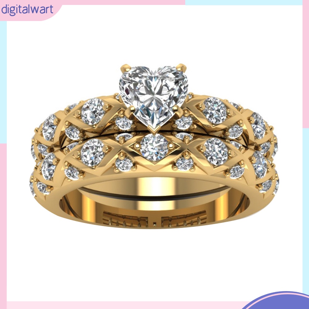 Nhẫn Hợp Kim Mặt Hình Trái Tim Đính Đá Xinh Xắn Cho Nữ