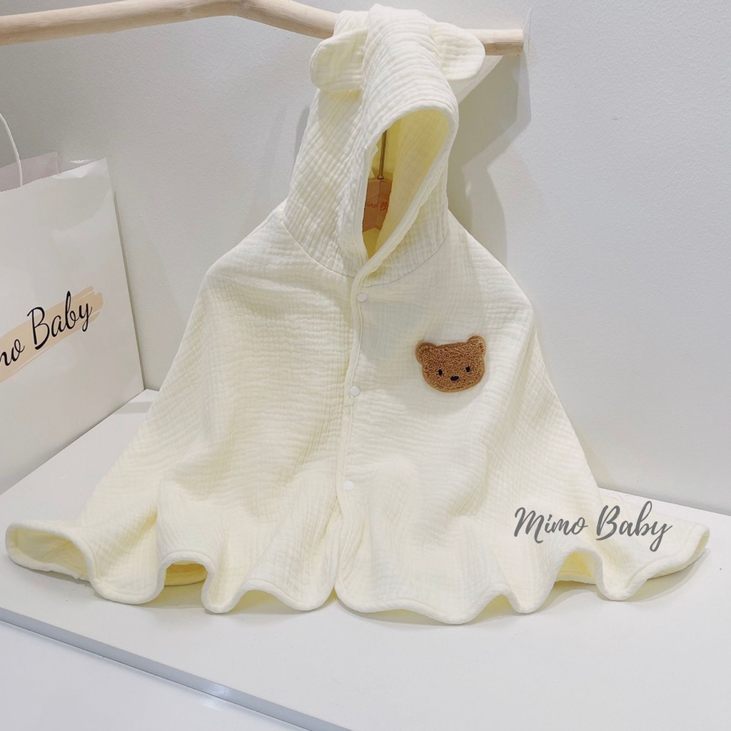 Áo choàng gấu mùa thu chất liệu xô muslin 4 lớp dễ thương cho bé Qa34 Mimo Baby