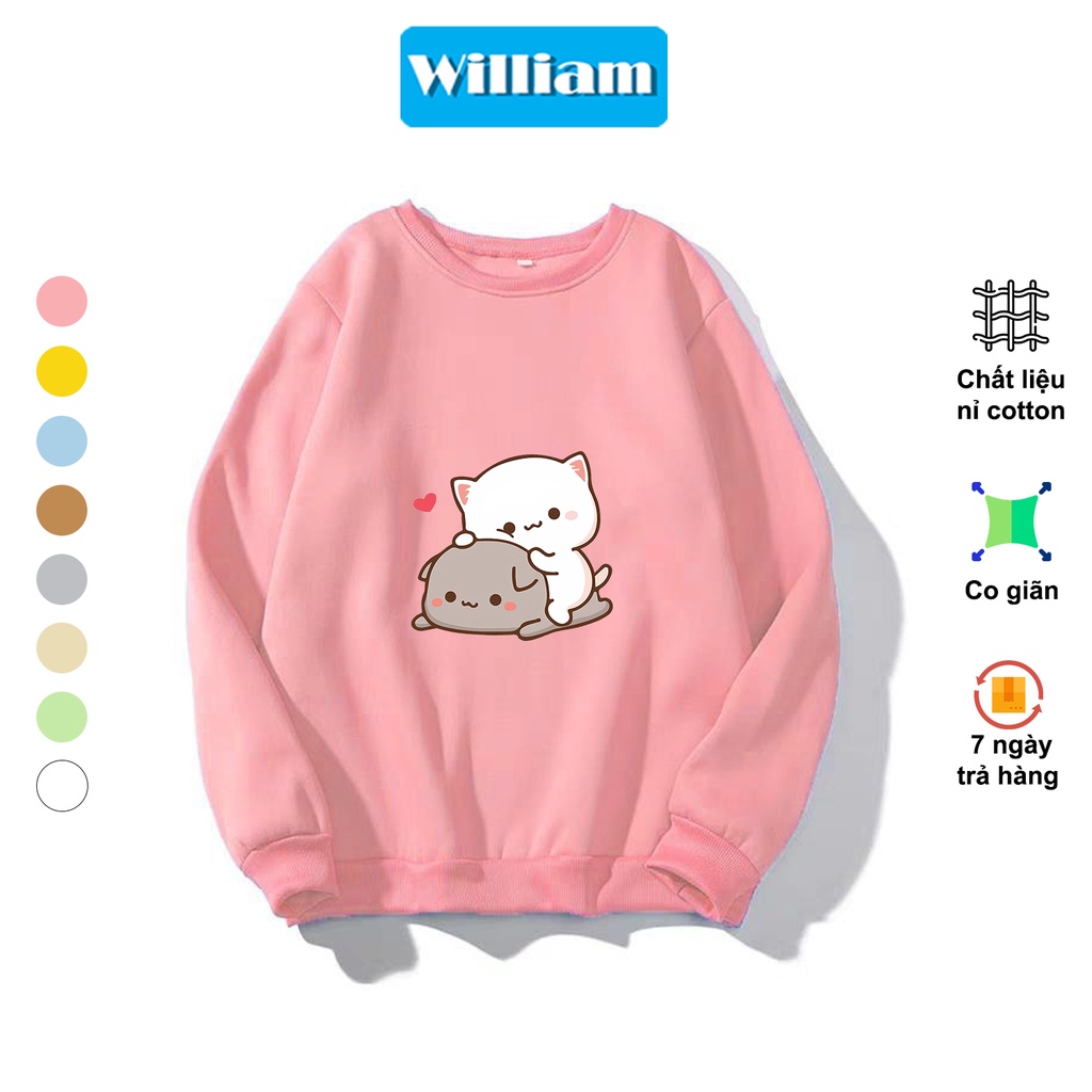 Áo sweater nam nữ hình Mèo dễ thương chất nỉ bông dày dặn, in Pet cao cấp William - DS224
