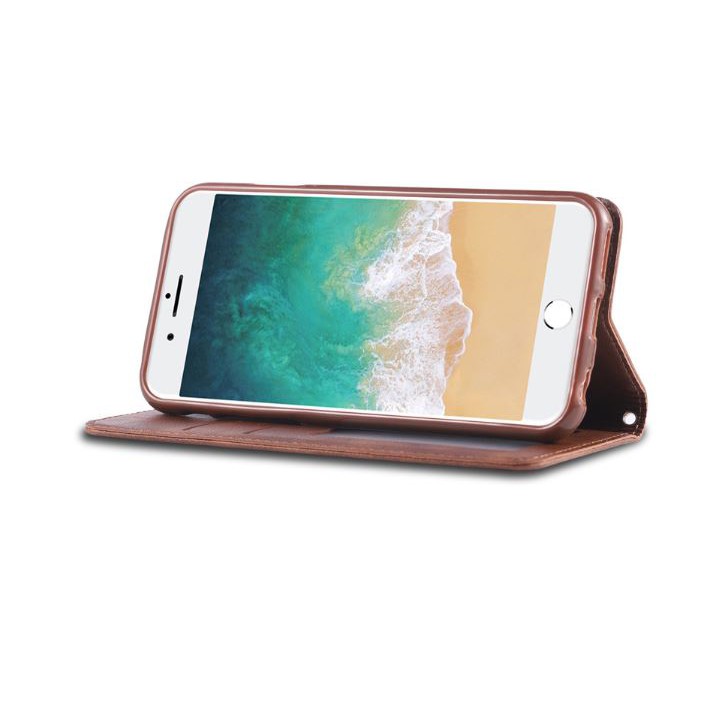 Ốp bao da iphone kiêm ví đựng tiền/thẻ atm/vé gửi xe, Ốp bao da nắp gập cho iphone - Azns | BigBuy360 - bigbuy360.vn