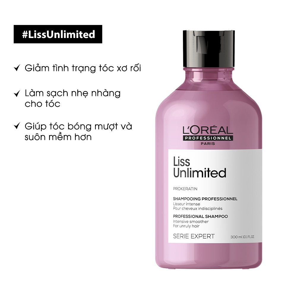 [Mã COSPPD05 giảm 10% đơn 400K] Dầu gội giúp tóc suôn mềm và giảm xơ rối Serie Expert Liss Unlimited 300ml