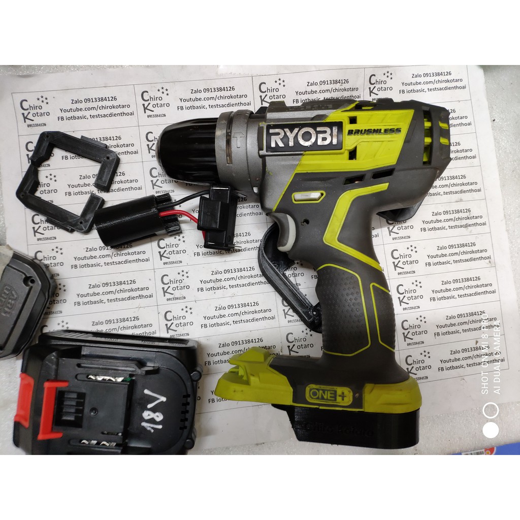 NEW!!! Đế chuyển pin máy Ryobi 18V dùng pin One+ sang dùng hộp pin cài Makita