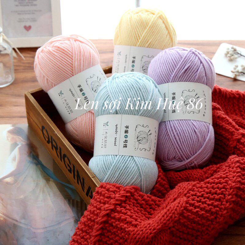 Len Yaoh Wool sợi to 3mm cuộn 100g