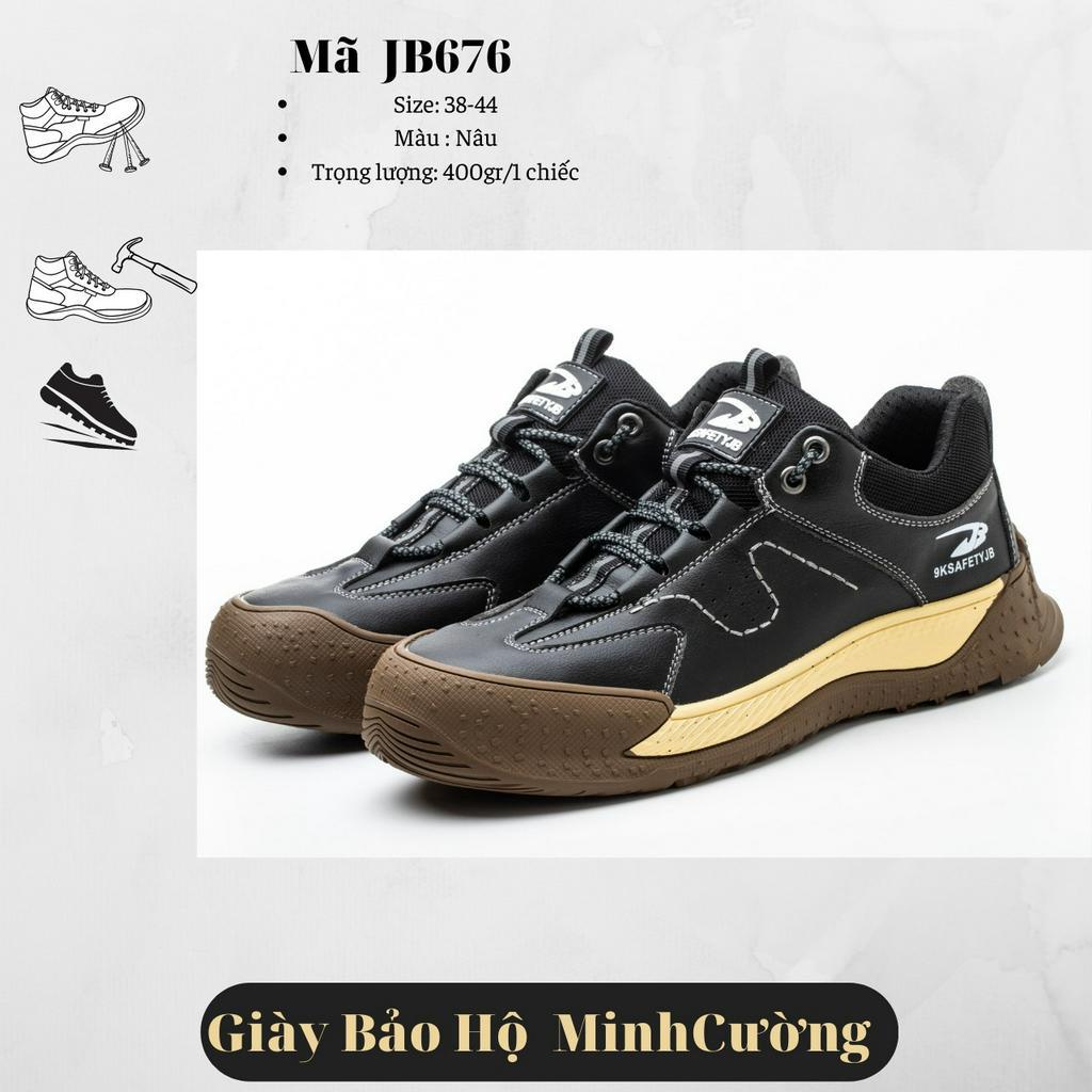 Giày bảo hộ lao động thể thao Sports JB676 chống đâm xuyên màu đen và nâu , chống va đập