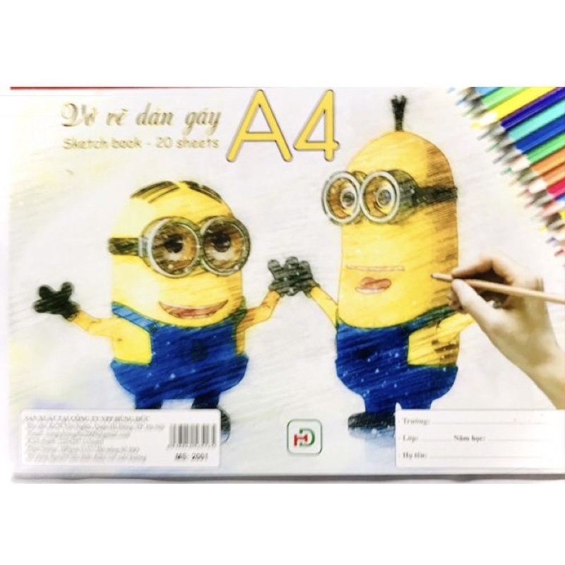 VỞ VẼ DÁN GÁY A4 HÙNG ĐỨC  20 TỜ