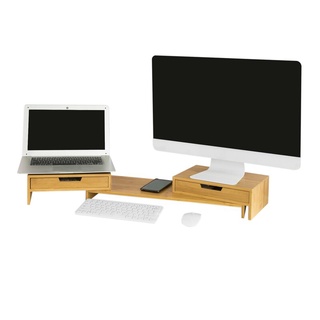 Kệ gỗ để màn hình máy tính FANSI.MOSTA-012 | D60 x R22 x C11cm | 2 Học kéo | Nâng màn hình lên đến 11cm