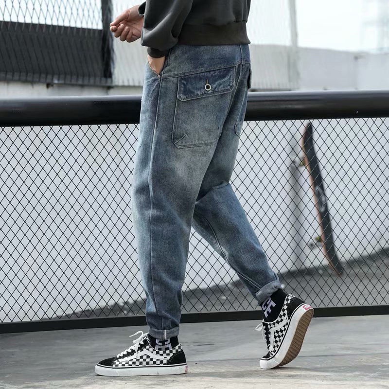 Quần jeans ống đứng phối túi hộp thời trang cho nam