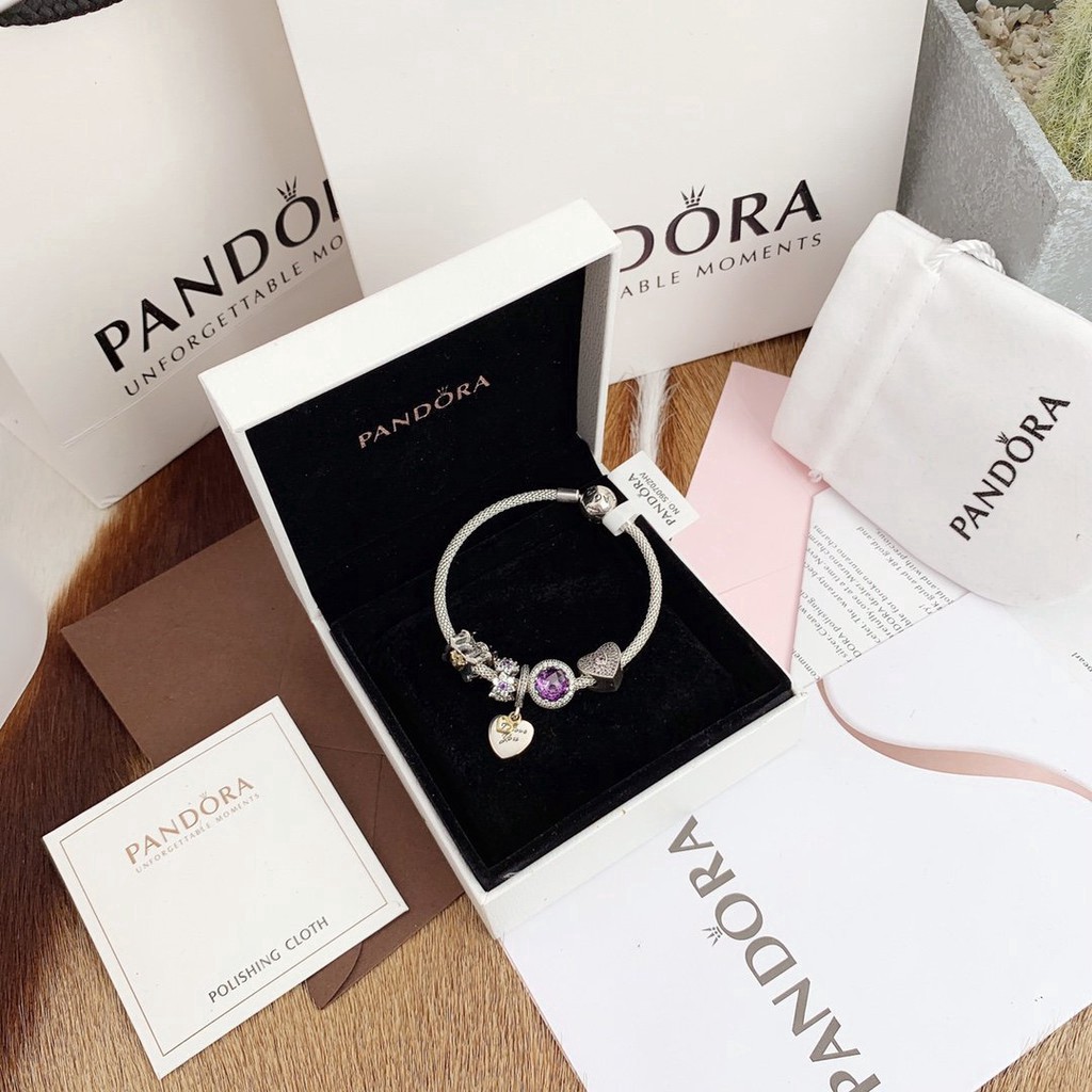 PANDORA (Hàng Mới Về) Bộ Quà Tặng Vòng Tay Bạc 925 Gelang Aa03564Sfsd Asrt666 Dành Cho Bạn Nữ