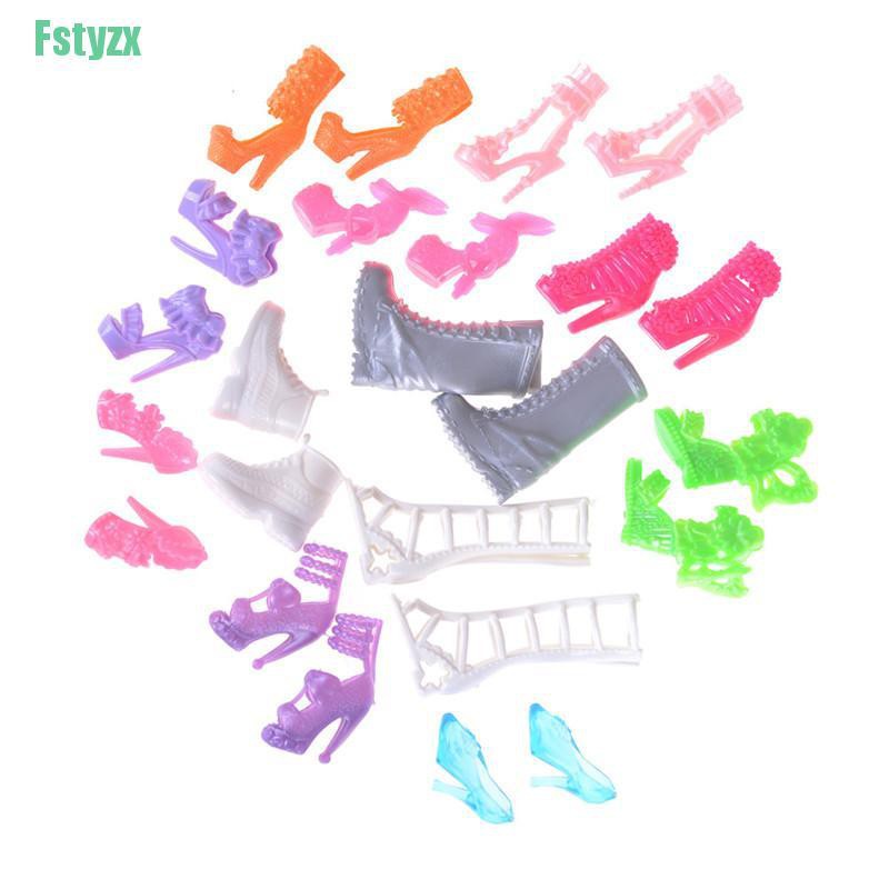 fstyzx 12 Pairs/Set Dolls Fashion Shoes High Heel Shoes Boots for 11'' Doll Gift