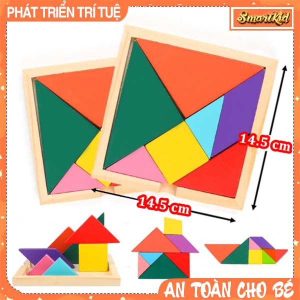 Trí Uẩn Tangram Bộ Ghép 7 Hình Bằng Gỗ Cho Bé Loại To 15*15cm