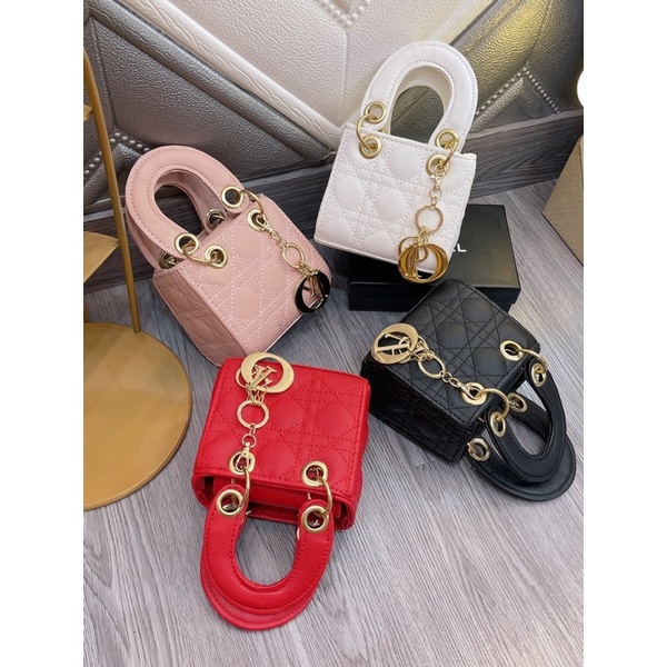 Túi Mini DIOR Kèm Phụ Kiện Màu Hồng - Đen - Trắng - Đỏ 😍