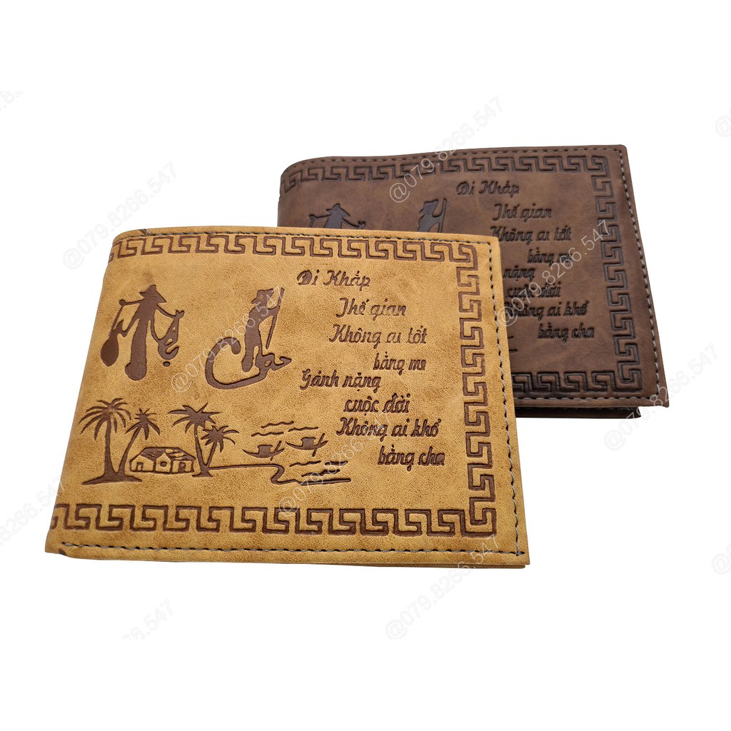 Bóp nam BNGR-642 da PU in hình cha mẹ đẹp mắt | BH 12 tháng