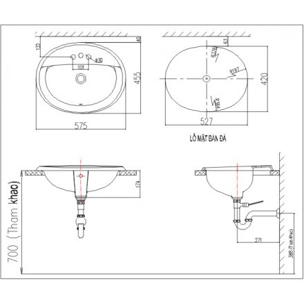 Chậu Rửa Lavabo Âm Bàn Inax L-2395V Dương Vành