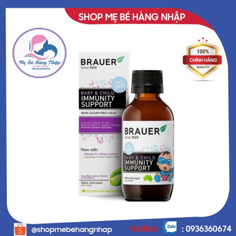 Siro Brauer Immunity Úc  sức đề kháng cho trẻ từ sơ sình đến 12 tuổi
