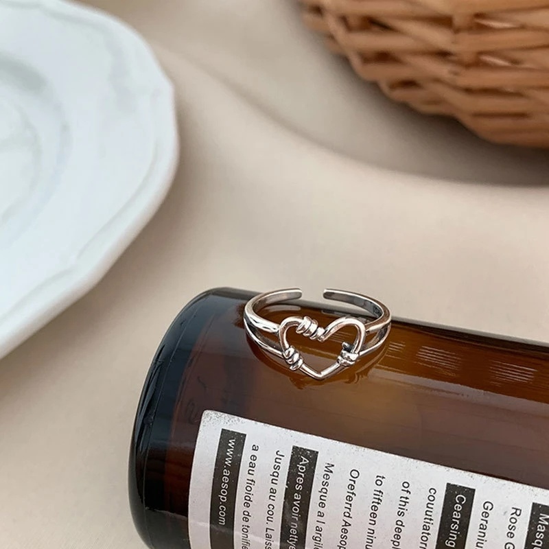 Bộ 3 Nhẫn Hở Có Thể Điều Chỉnh Kích Thước Hình Trái Tim Thời Trang Dành Cho Nữ