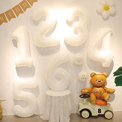 Bóng Số Trang Trí Sinh Nhật Size To 65CM Trắng - Đen, Màu Loang
