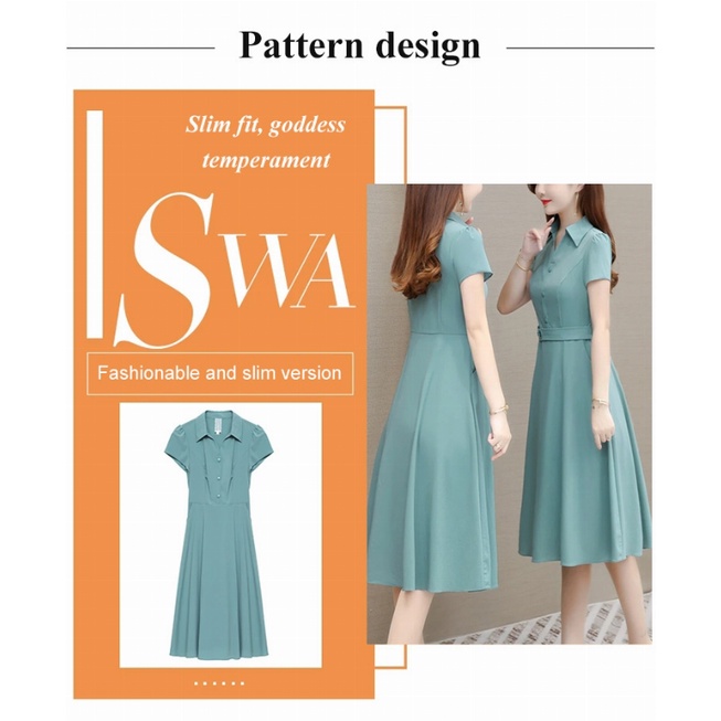 Đầm Midi Cổ Bẻ Thời Trang Thanh Lịch Cho Nữ