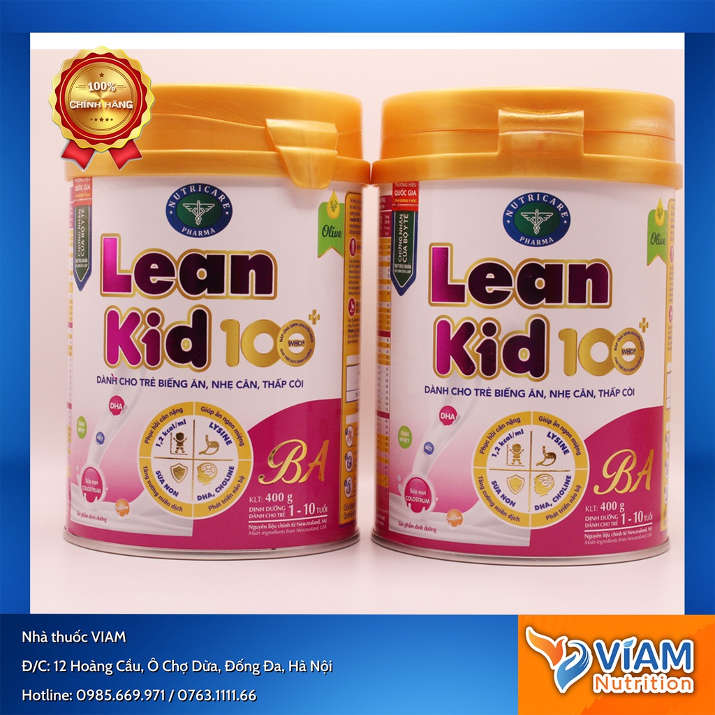 Sữa Lean Kid 100+ BA  400g & 900g - Dành cho trẻ Biếng Ăn