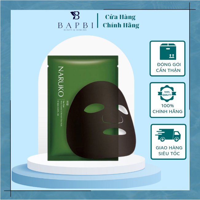 Mặt Nạ Naruko Tràm Trà Kiểm Soát Dầu Và Giảm Mụ.n 26ml Tea Tree Shine Control and Blemish Clear Mask