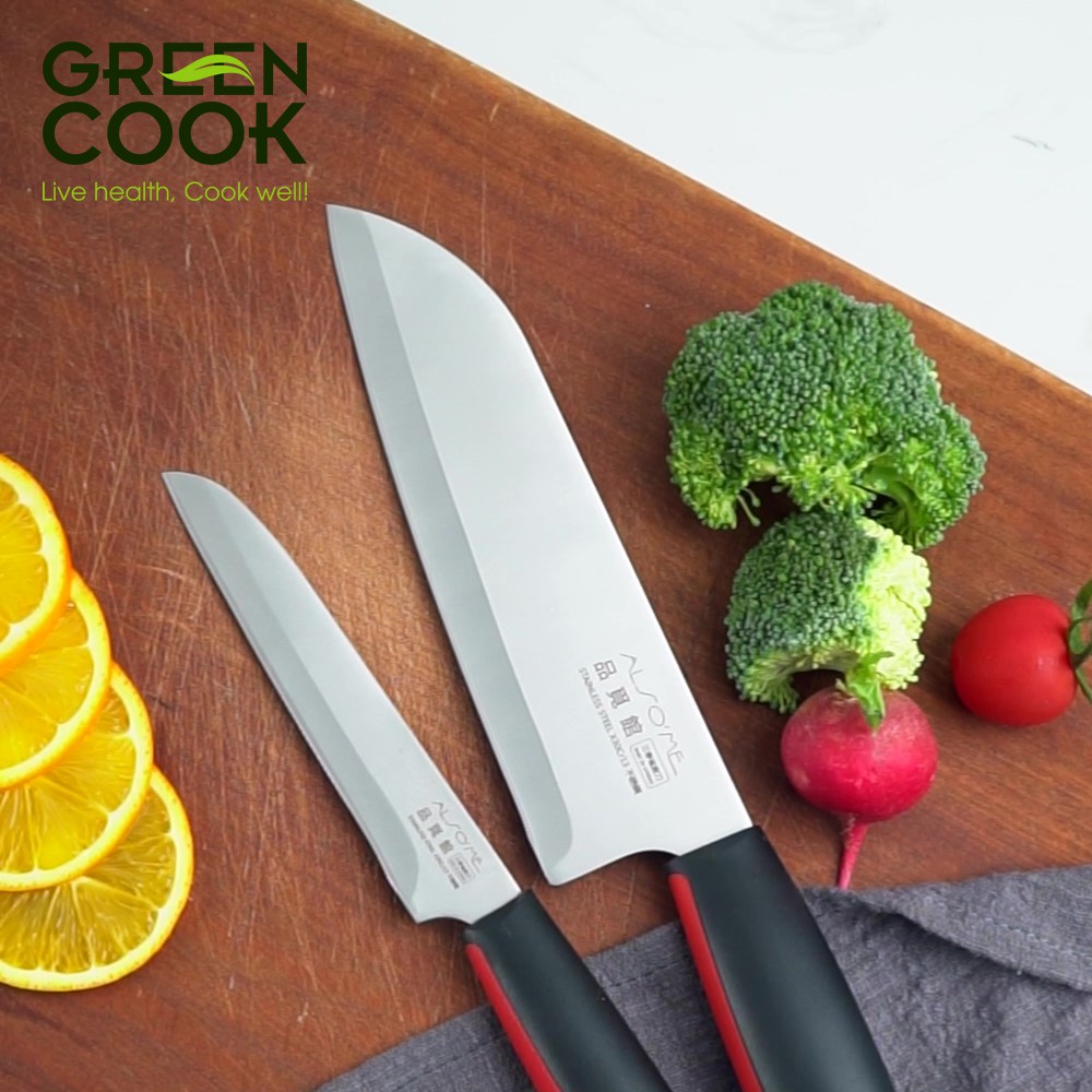 Bộ 2 dao và gắp đa năng inox 304 cao cấp Green Cook Also’me thiết kế trang nhã hiện đại